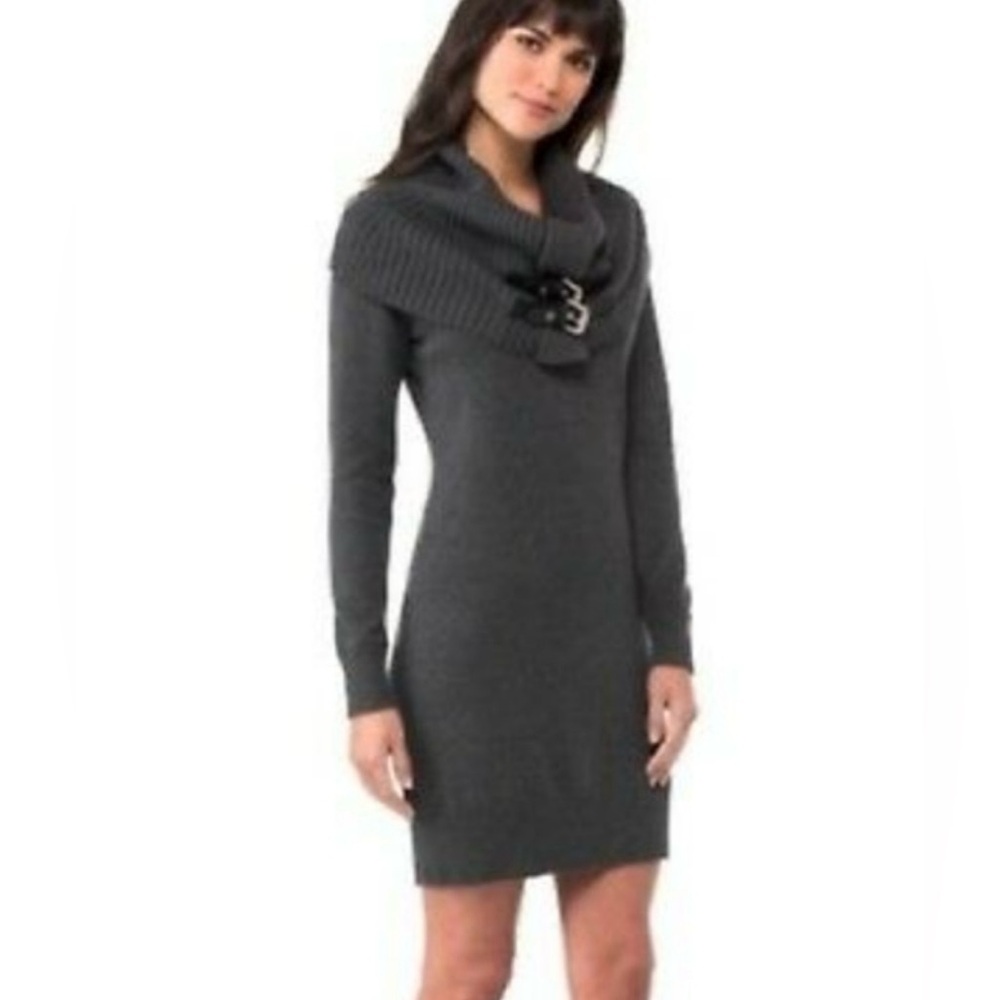 MICHAEL Michael Kors gray sweater dress with detachable cowl neck collar size XL